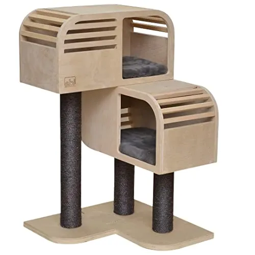 Europet Bernina Kratzbaum Atlas 90 - Stylischer Kratzbaum aus Kiefernholz mit abgerundeten Ecken, ideal für Katzenliebhaber. Die Kombination aus robustem Sisal und weichen Kissen bietet Komfort und Spielspaß.