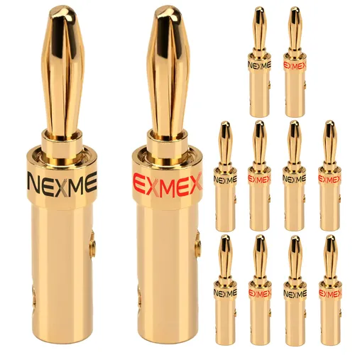 Bananenstecker 4mm schraubbar vergoldet 12x NEXMEX Stecker für Lautsprecherkabel