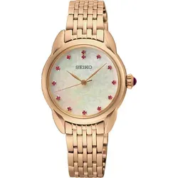 Seiko CLASSIQUE Special Edition SUR564P1 Damenarmbanduhr - Elegantes Design in Roségold - Damenuhren mit Quarzwerk, einzigartigem Perlmutt-Ziffernblatt und Zirkonverzierungen, ideal für stilbewusste Frauen.