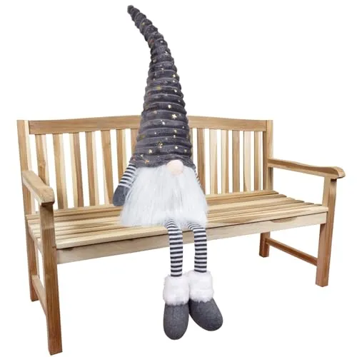 Christmas Paradise Weihnachtswichtel Kantenhocker 30cm - Weihnachtlicher Zierschmuck, handgefertigter Wichtel in grau-weiß mit Sternchen, ideal für eine festliche Atmosphäre in jedem Raum.