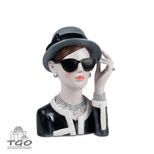 Formano Büste Dame mit Hut und Sonnenbrille aus Kunststein-759603