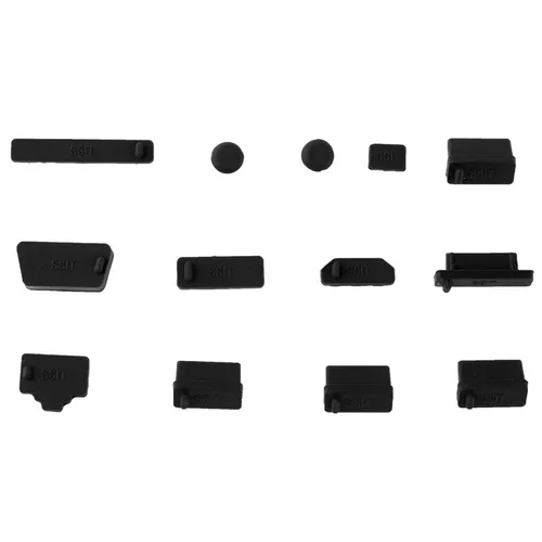 Staubschutz Set Laptop Universal für USB-A, 3,5 mm Audio, Silikon, schwarz 13 x