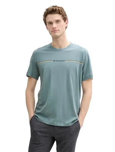Tom Tailor Herren 1037803 T-Shirt mit Print, 31090 - Trooper Green, M