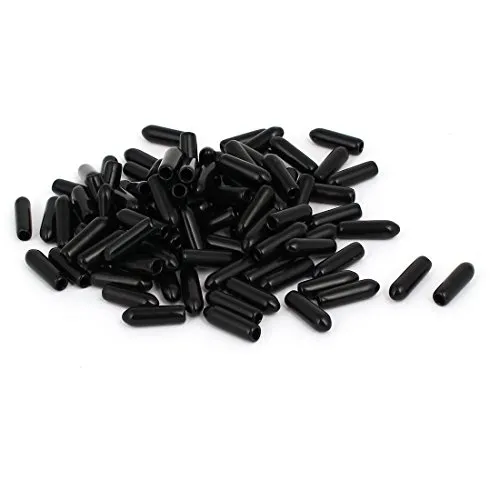 sourcing map a16121600ux1378 Gummischlauch-Endkappe mit Schraubgewinde, 3 mm Innendurchmesser, Schwarz, 100 Stück