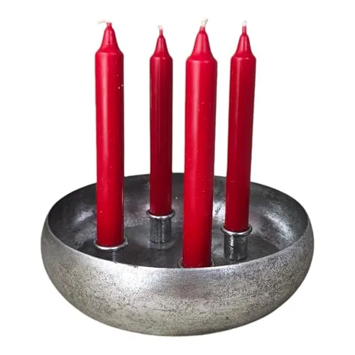 4er Kerzenhalter Advent 22cm Silber Adventskranz Kerzenständer Schale Dekoschale