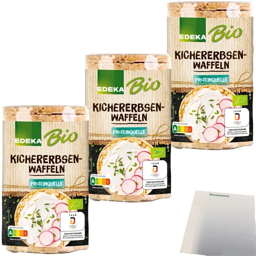 Edeka Bio Kichererbsen-Waffel mit Reis High Protein 3er Pack 3x100g Packung usy