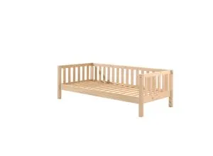 Kojen Bett Fritz mit Sprossenumrandung und Rolllattenrost, 90 x 200 - Elegantes Kojen Bett aus massiver Kiefer in Milky White, bietet nicht nur Komfort, sondern auch eine stilvolle Optik durch die sichtbare Holzmaserung.