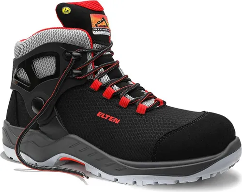 Sicherheitsschnürstiefel ARTURO black-red Mid ESD S3, Größe 41 - Arbeits- & Schutzkleidung mit hydrophobiertem Textilmaterial, atmungsaktivem Futter und semi-orthopädischer Einlegesohle für optimalen Komfort und Schutz.