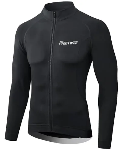 MEETWEE Thermo Herren Radtrikot Langarm, Fahrradbekleidung Fahrrad Trikot T Shirt für Männer, Atmungsaktive Cycling Jersey Schnell Trocknen Radsport Bekleidung