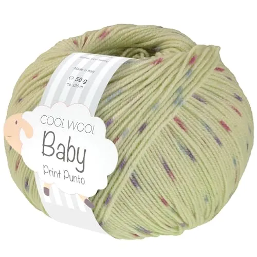LANA GROSSA Cool Wool Baby Print Punto | 100% Schurwolle Merino, filzfrei | Handstrickgarn aus 100% Schurwolle (Merino) | 50g Wolle zum Stricken & Häkeln | 220m Garn FB 372