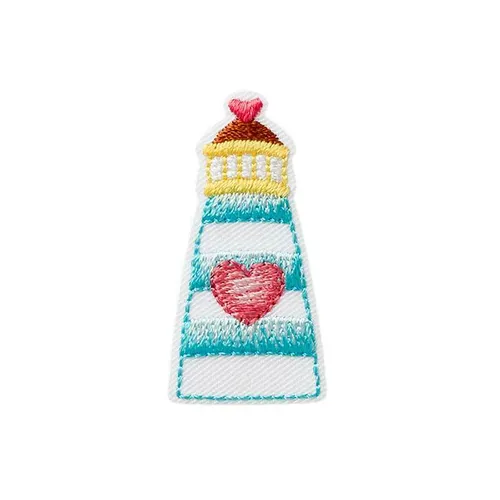 Bügelbild Applikation Aufnäher Patch Maritim Leuchtturm 2,0 x 4,2 cm