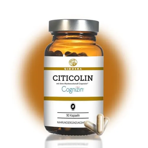 QIDOSHA® Citicolin 500mg mit Cognizin® - 90 Kapseln im Apothekerglas - Hochdosiertes Citicolin mit dem Markenrohstoff Cognizin für eine optimale Aufnahme. Laborgeprüft, vegan und in nachhaltigen Glasbehältern. Ideal für eine langfristige Versorgung.