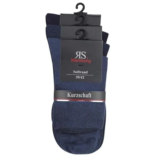RS. Harmony 3 Paar Kurzschaftsocken Herren Baumwolle Socken mit Softrand (DE/NL/SE/PL, Numerisch, 43, 46, Regular, Regular, jeansfarben)
