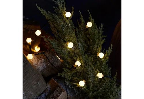 Lights4fun LED-Lichterkette 50er LED Kugel Lichterkette außen warmweiß