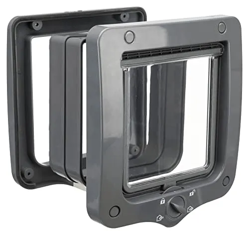 TRIXIE 4-Wege Freilauftür mit Tunnel, grau - Klassische Katzenklappen mit flexiblem Zugang: Die geräuscharme Katzenklappe ermöglicht deinem Stubentiger individuelle Freiheit und Komfort beim Rein- und Rausgehen.