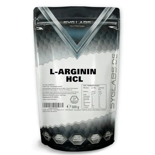 L-Arginin HCL - 500g Pulver Premium L-Arginin Hydrochlorid - durch Fermentation - ohne Zusätze - vegan