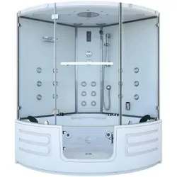 Dampfdusche Whirlpool Dusche K70-WS-EH-EC-SC 150x150cm - Dampfduschen Kategorie: 3-in-1 Whirlpool- und Duschsystem mit aktiver Reinigungsfunktion der Schläuche für hygienischen Genuss. Aus hochwertigem Sanitäracryl und Sicherheitsglas.