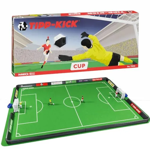 TIPP-KICK Cup Set – Tischfußball mit Spielfeld 108x71 cm - Tischfußballtische mit 2 Spielern & Torwart, inklusive beweglichem Star-Keeper für spannende Matches. Ideal für Einsteiger und Profis, sorgt für Spaß und Sicherheit beim Spielen.