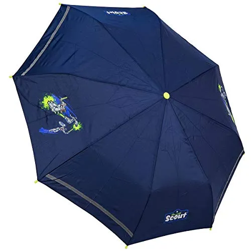 Scout Kinder Regenschirm Taschenschirm Schultaschenschirm mit Reflektorstreifen extra leicht Super Knights