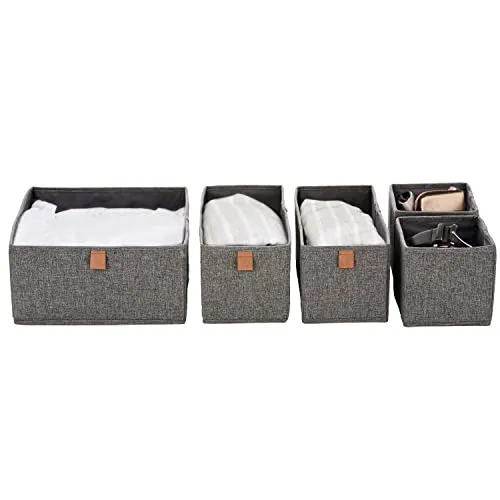 LOVE IT STORE IT Premium Aufbewahrungskorb 5-teilig – Stilvoller Schrank Organizer aus Leinen