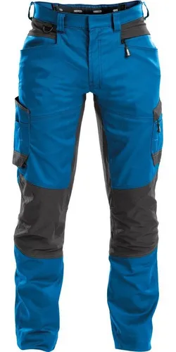 Dassy Helix Arbeitshose Herren - Flexible Workwear in Azurblau/Anthrazitgrau - Größe 50 - Moderne Arbeitshose mit 4-Wege-Stretch für optimale Bewegungsfreiheit. Praktische Taschen bieten Platz für Werkzeuge und sorgen für einen dezenten Look. Ideal für den professionellen Einsatz.