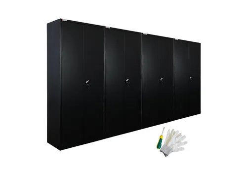 PROREGAL Flügeltürenschrank ELEPHANT 4x Komplett Montiert, 2 abschließbare Türen, 180x80x40cm - 4x stabiler Flügeltürenschrank aus pulverbeschichtetem Stahl, ideal für sichere Aufbewahrung mit 2 abschließbaren Türen. Fertig montiert geliefert – sofort einsatzbereit!