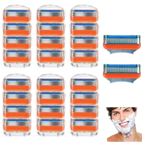 STFYUG 24 Stück fusion 5 klingen, Ersatzklingen für Fusion-5 Rasierer für Männer, kompatibel mit Nassrasierer Herrenrasierer, Rasierklingen Fusion 5 Geschenk für Manuelle Rasierklinge