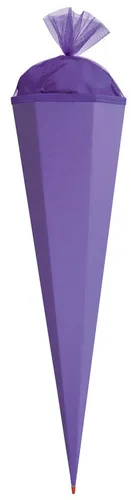ROTH Bastelschultüte 85cm lila sechseckig - Schultüte aus stabiler Pappe, ideal zum Basteln und Gestalten. Patentierter Spitzenschutz sorgt für Langlebigkeit. Handgefertigt in Deutschland, umweltfreundlich mit FSC-Zertifizierung.
