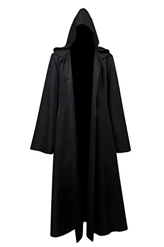 Fuman Jedi Robe Deluxe Cosplay Kostüm Umhang mit Kapuze Schwarz XL