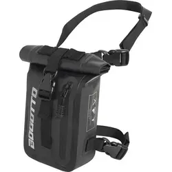 Bogotto Terreno Roll-Top Oberschenkeltasche, schwarz, 0-5l - Fahrradtasche aus 500D PVC, wasserdicht mit Roll-Top-Verschluss und reflektierenden Aufdrucken für mehr Sicherheit beim Fahren.