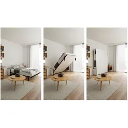 WallBedKing Morphy Horizontal Klappbett - Platzsparendes Schrankbett - Das Morphy Klappbett von WallBedKing bietet maximale Flexibilität durch modulare Anpassungsmöglichkeiten. Ideal für kleine Räume, lässt es sich einfach an die Wand klappen und bietet dabei den Komfort eines echten Bettes.