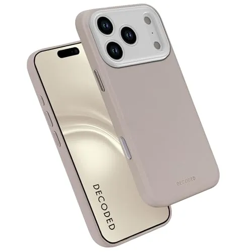 Decoded Lederhülle für iPhone 17 Pro Max, Premium ECCO Leder, MagSafe Kompatibel, Vollständiger Kameraschutz, Metalltasten, Stoßfest, Kratzfest, Glas Kamera Taste, Beige