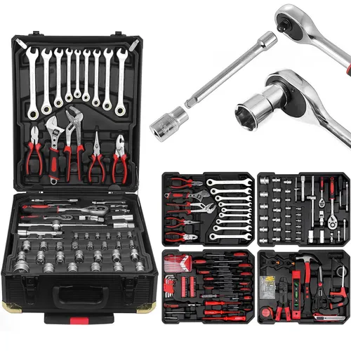 Aluminium Werkzeugkoffer Set 599-teilig mit Trolley - Praktischer Werkzeugtrolley mit 599 Teilen, inklusive 4 Schubladen. Ideal für die Aufbewahrung und den Transport, robust und mit abschließbarem Design für mehr Sicherheit.