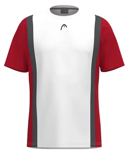Head Tennis-Tshirt Club 25 Tech (100% Polyester, atmungsaktiv) 2025 weiss/rot Jungen, Größe: 164