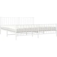 Bettgestell Metall Weiß 200x200 cm - Robustes Bettgestell aus Stahl mit elegantem Design, inkl. Lattenrost und praktischem Stauraum. Perfekte Rückenunterstützung durch Kopfteil – ideal für dein Schlafzimmer.