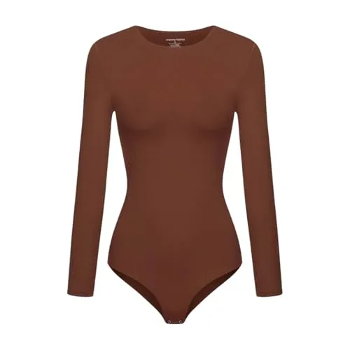 Creamy Fabrics Damen Shapewear Bodysuit Langarm - Nahtloser langärmeliger Bodysuit für eine elegante Silhouette. Die figurformende Shapewear bietet sanfte Bauch- und Taillenmodellierung und bleibt unter enger Kleidung unsichtbar.