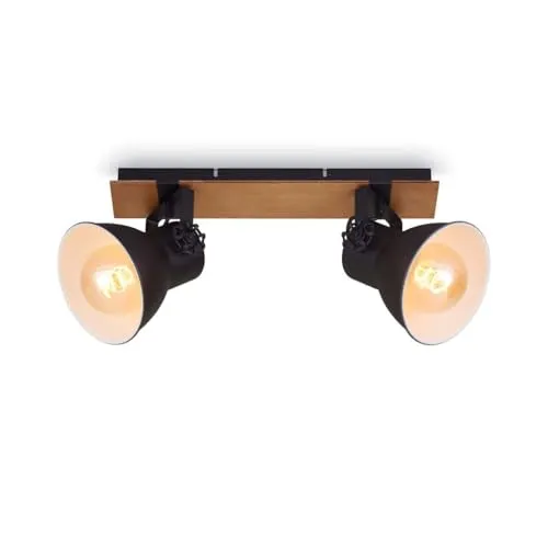 Briloner Leuchten Deckenlampe Retro mit Holzbalken von Briloner