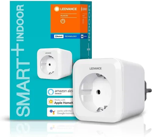 LEDVANCE Smarte Steckdose Plug - Bluetooth Mesh für Alexa, Apple und Google - Kategorie: Steckdosen & Zubehör, App-gesteuerte smarte Steckdose mit Fernüberwachung, kompatibel mit Apple HomeKit, Google Home und Amazon Alexa.
