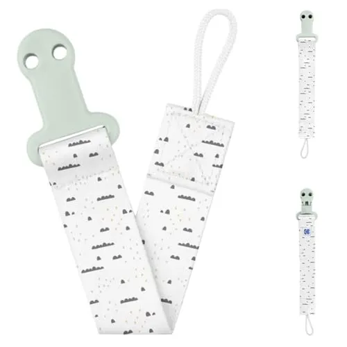 Kikkaboo Baby-Schnuller-Clip Savanna, Schnullerkette, Schnullerband, ab Geburt, Farbe:hellgrün