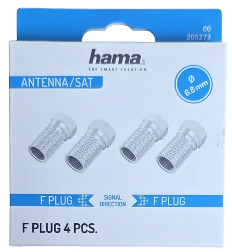 HAMA F-Stecker - 4 Stück - 6,8 mm