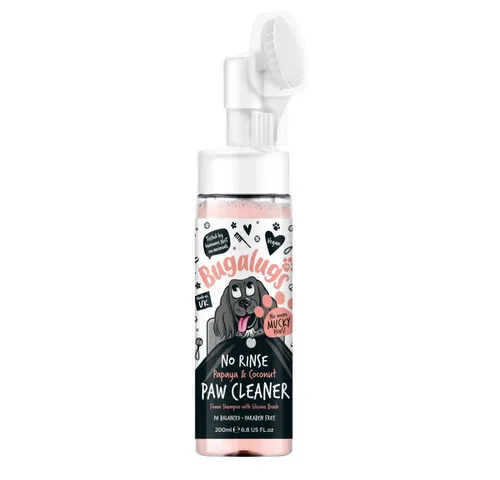 Bugalugs Pfotenpflege Bugalugs Pfotenreiniger mit Bürste verschiedene Sorten, 200 ml, (1-St), ph neutral, Pfotenpflege, Vegan, für unterwegs