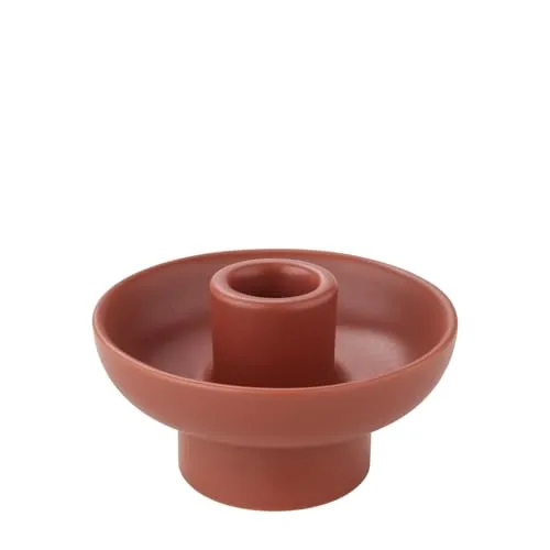blomus Kerzenhalter -Vela- | Farbe Brandy Brown | ⌀ 9 x 4H cm | Kerzenständer Braun | Passend für Ø 22cm Kerzen | runder Kerzenleuchter aus Steingut