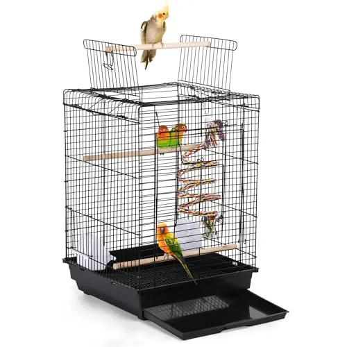Yaheetech Vogelkäfig für Wellensittiche und Nymphensittiche - Vogelkäfig 40 x 40 x 58 cm mit zusätzlicher Öffnung für einfachen Zugang, ausziehbarer Schmutzwanne und sicherem Design für kleine bis mittelgroße Vögel.