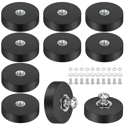 Stück Magnet Gummiert, 22mm Neodym Magnet Gummiert mit M4 Flacher Faden, Extra Stark 5,5kg Haftkraft, Magnete Anti-Rutsch Starke Gummiert Magnete für Lichtleisten, Fahrzeuge 10