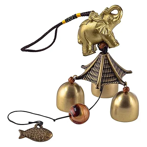 DWE Windspiel-Glocke, chinesisches Elefantenfisch, Metallglocke, Feng Shui-Glöckchen, zum Aufhängen