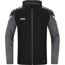 JAKO Herren Kapuzenjacke Performance, Schwarz/Anthra Light, L - Funktionsjacke aus 100% recyceltem Polyester mit praktischen Reißverschlusstaschen und stylischen Kontrasteinsätzen, ideal für Sport und Freizeit.