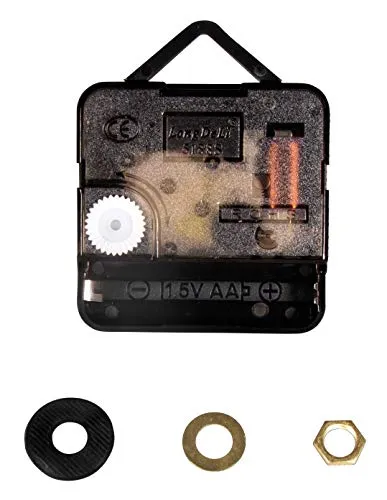 Rayher Quarz-Uhrwerk, batteriebetrieben, Achsenhöhe 16 mm, montiert, geeignet für eine Plattenstärke bis max. 7 mm, Uhrwerk für Wanduhr, 69237000, Natur