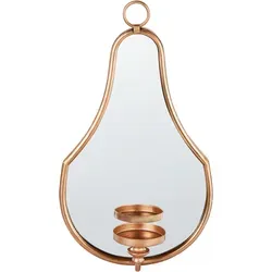 Wandkerzenhalter BAZARNES Metall 45 cm Gold - Sonstige Haushaltswaren, handgefertigter Wandkerzenhalter im Vintage-Stil mit integriertem Spiegel, der eine warme Atmosphäre schafft und das Kerzenlicht elegant reflektiert.
