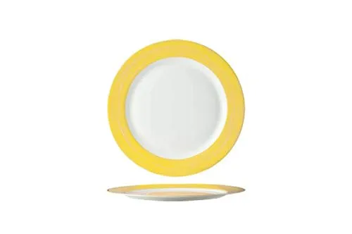 ARCOROC Brush Yellow Dessertteller 19,5cm - 6er Set - Hochwertige Teller aus gehärtetem Opal für Restaurants, bruchsicher und elegant im Design.