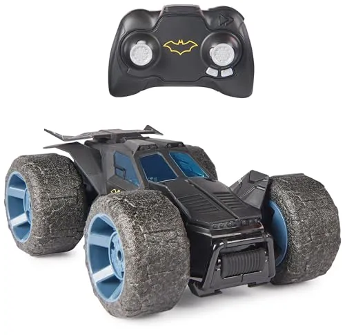 DC Comics Stunt Force Batmobile - Ferngesteuertes Stunt-Auto für Innenräume, perfekt für aufregende Stunts und kompatibel mit 10cm Actionfiguren - ideales Geschenk für Superhelden-Fans!